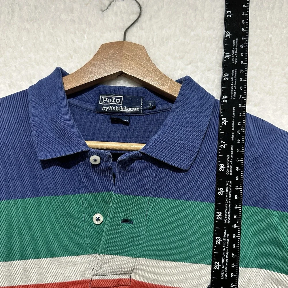 VTG 90's Polo by Ralph Lauren Multicolor Polo Shirt Mens Pullover Golf Pony Sz L